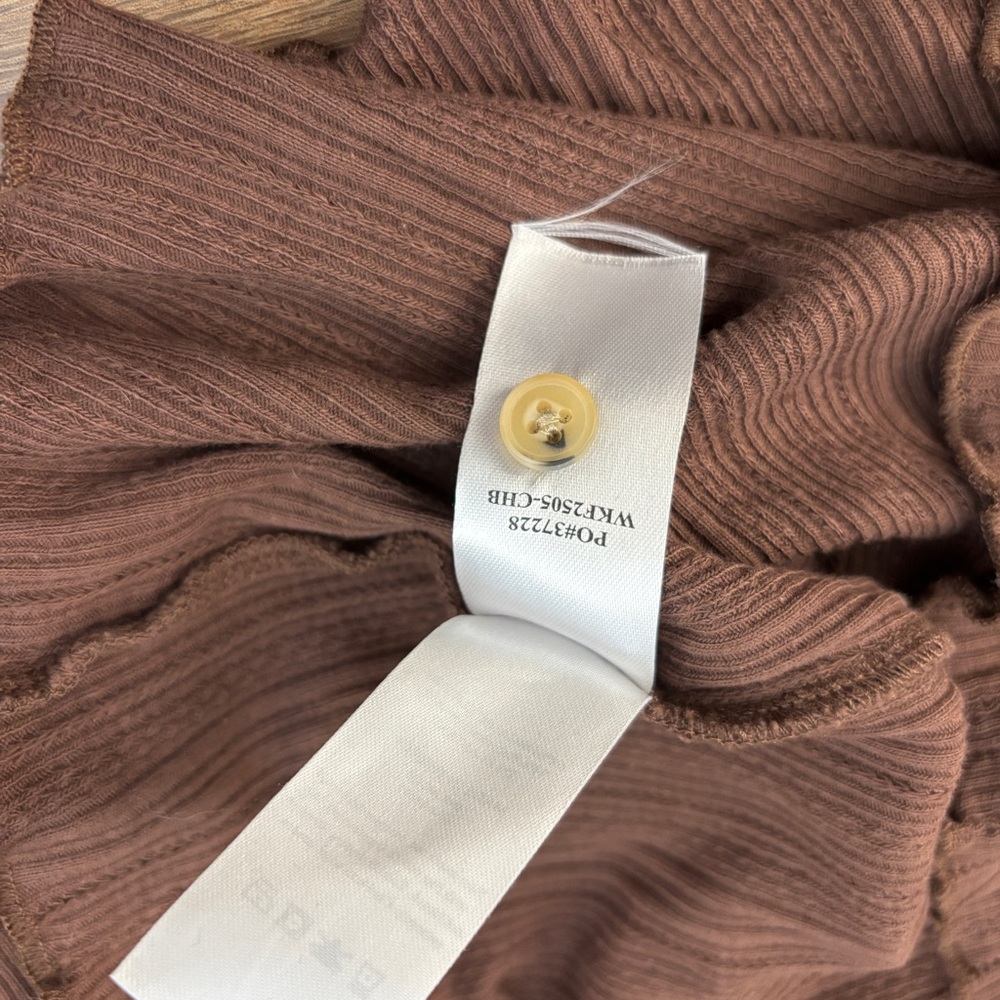 Faherty Paradise Pointelle Long Sleeve Henley Top Chocolate Brown - Picture 7 of 9